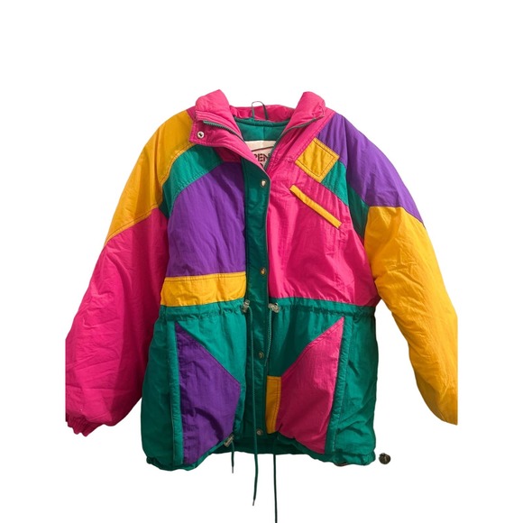 French Toast Jackets & Blazers - Rare Vintage Retro French Toast Colorblock 80s Puffer Jacket Y2K size 14 90s